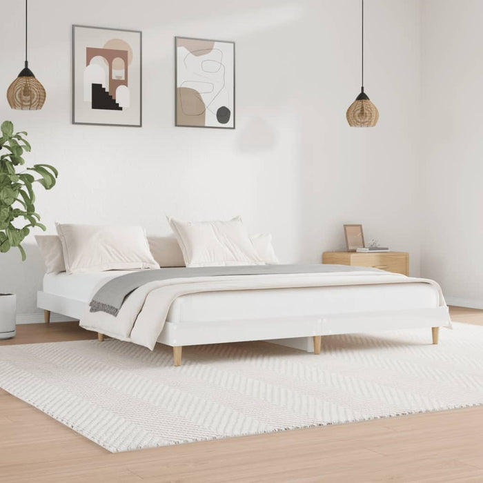 Bed Frame High Gloss White Engineered Wood 120 cm