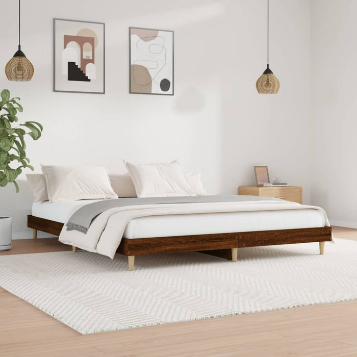 Bed Frame Brown Oak Engineered Wood 120 cm