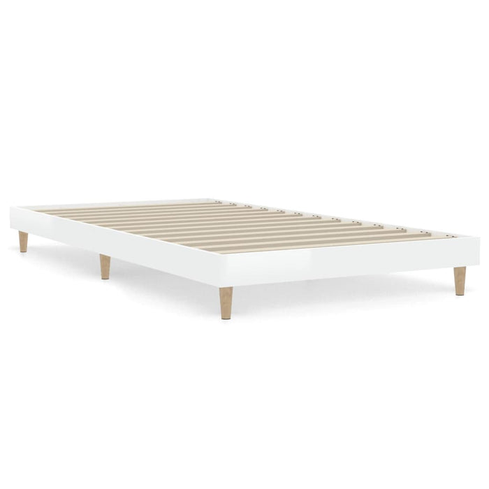 Bed Frame High Gloss White Engineered Wood 90 cm