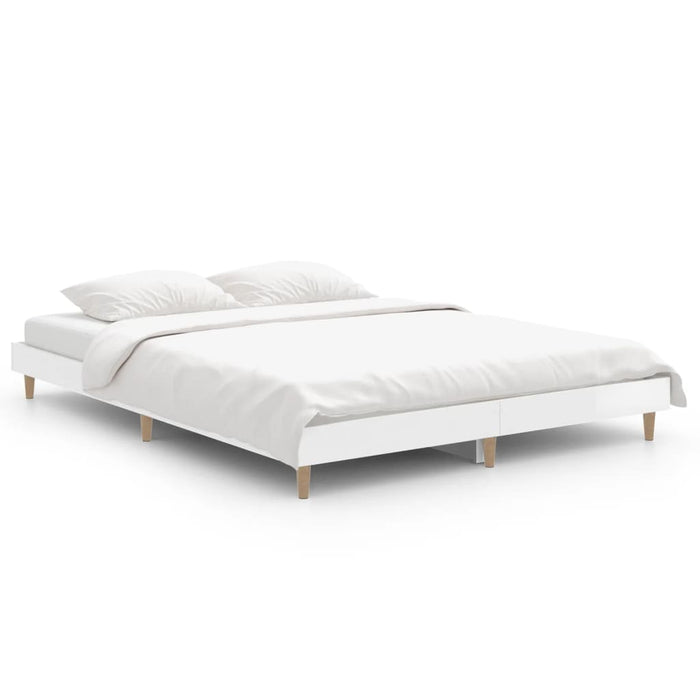 Bed Frame High Gloss White Engineered Wood 140 cm
