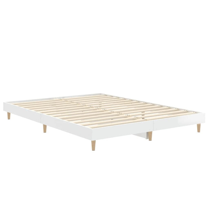 Bed Frame High Gloss White Engineered Wood 140 cm
