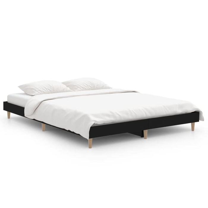 Bed Frame Black Engineered Wood 135 cm