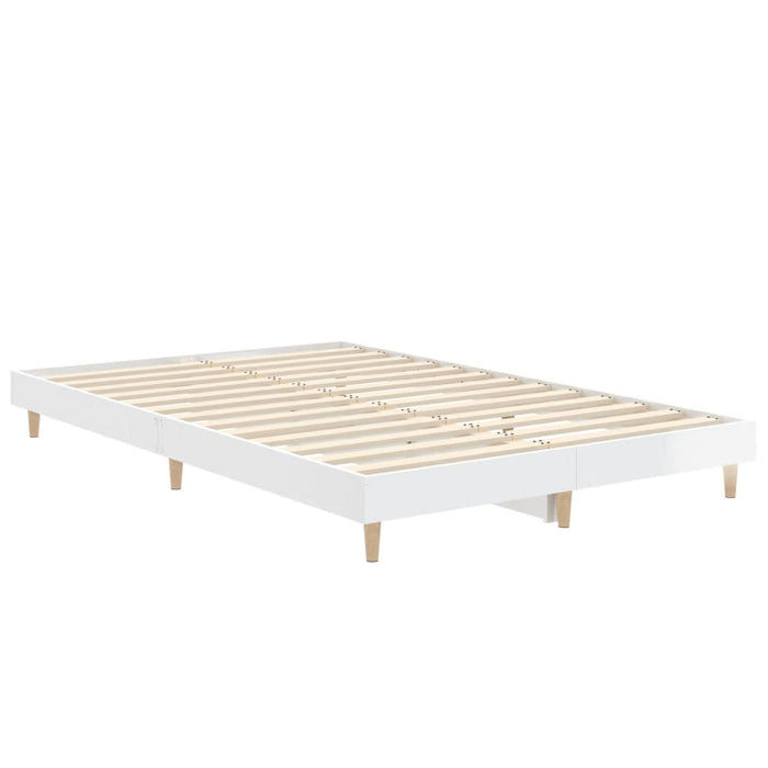 Bed Frame High Gloss White Engineered Wood 120 cm