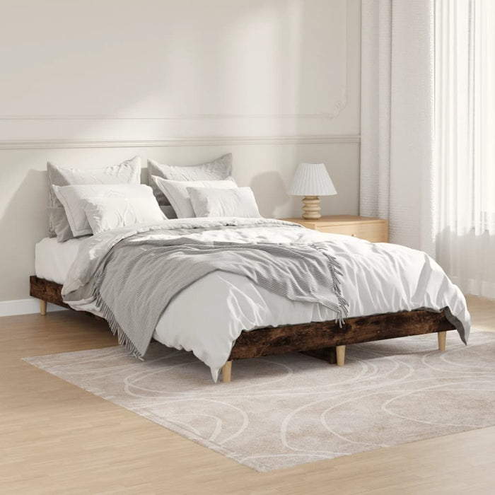 Bed Frame Smoked Oak Engineered Wood 120 cm