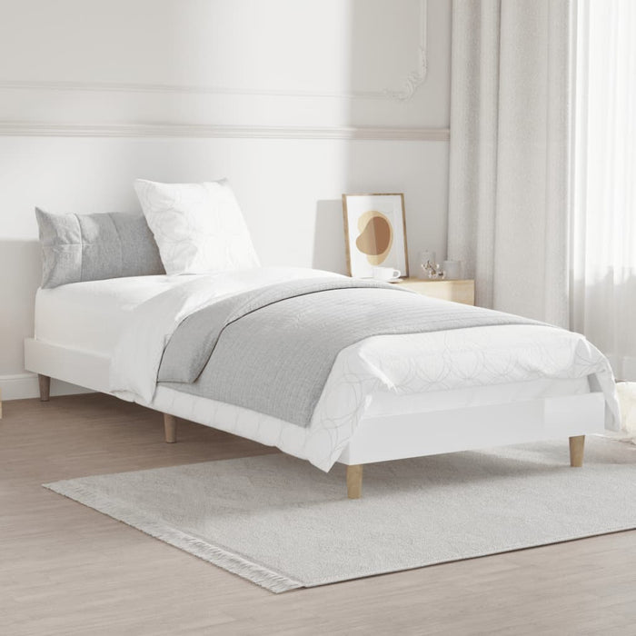 Bed Frame High Gloss White Engineered Wood 75 cm
