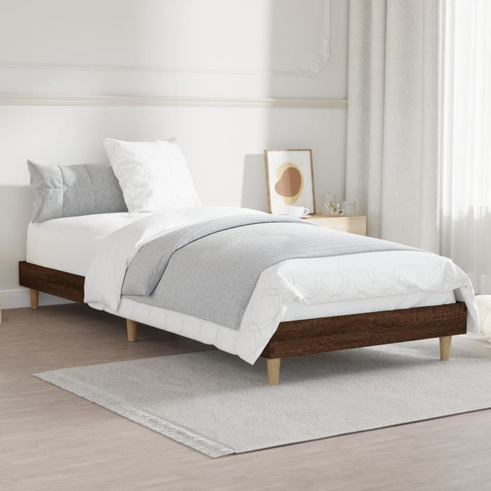 Bed Frame Brown Oak Engineered Wood 75 cm