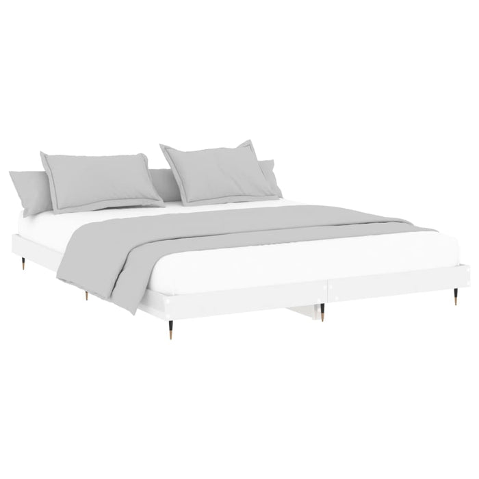 Bed Frame High Gloss White Engineered Wood 200 cm