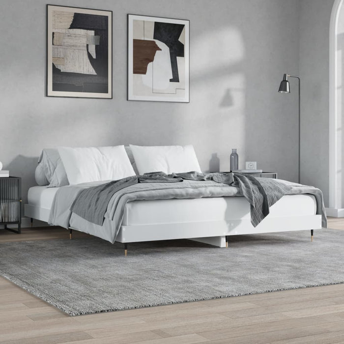 Bed Frame White 6FT Super King Engineered Wood
