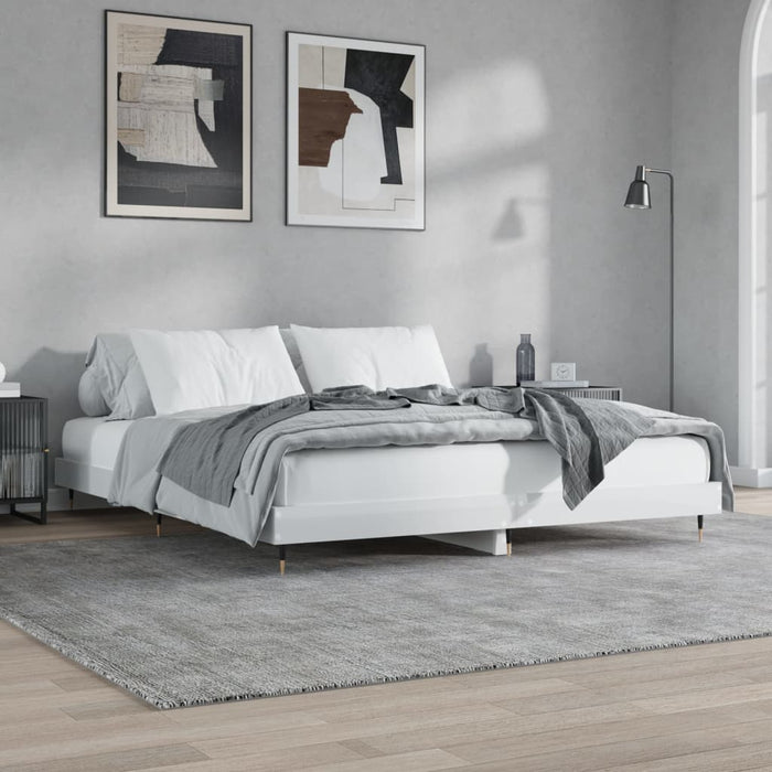 Bed Frame High Gloss White 6FT Super King Engineered Wood