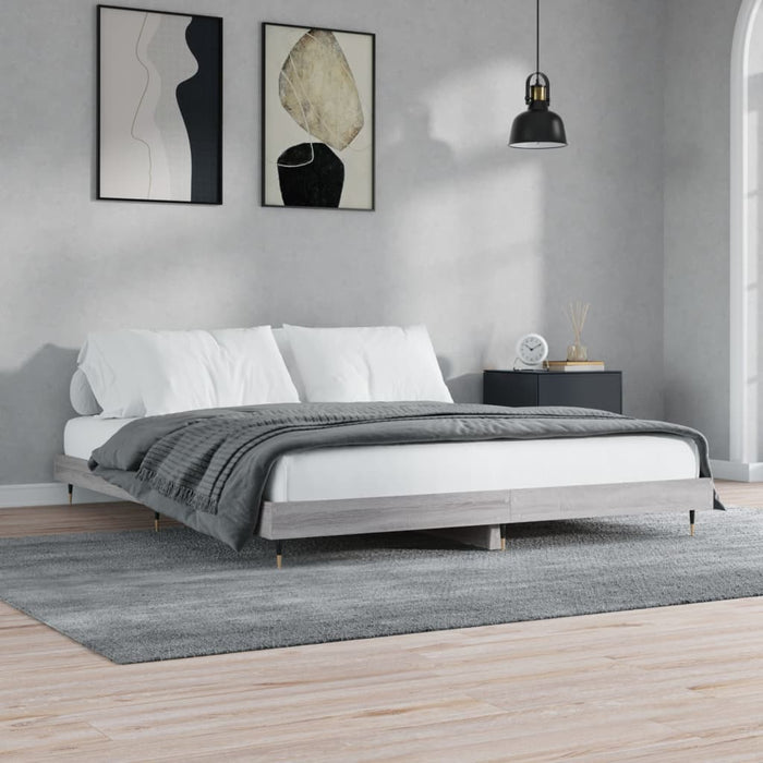 Bed Frame Grey Sonoma Engineered Wood 160 cm