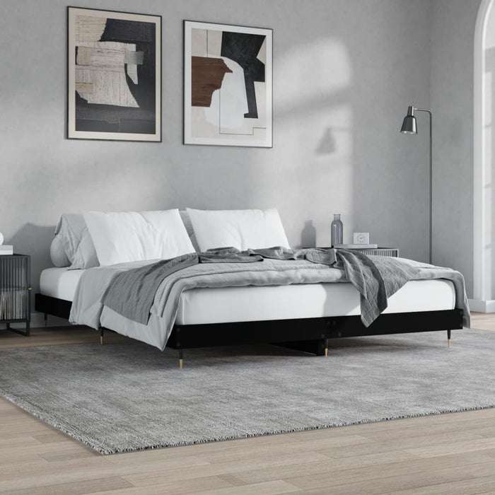 Bed Frame Black 5FT King Size Engineered Wood