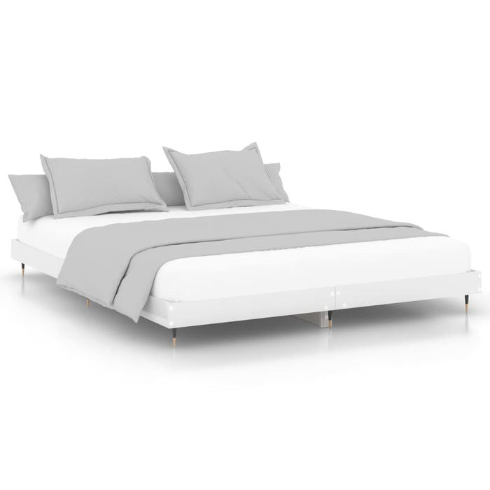 Bed Frame High Gloss White 5FT King Size Engineered Wood