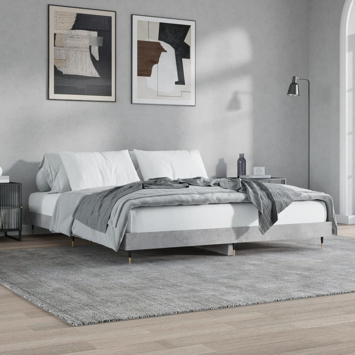 Bed Frame Concrete Grey Engineered Wood 120 cm