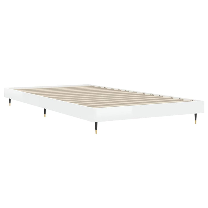 Bed Frame High Gloss White Engineered Wood 100 cm