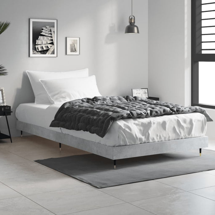Bed Frame Concrete Grey Engineered Wood 100 cm