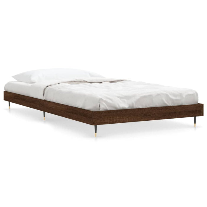 Bed Frame Brown Oak Engineered Wood 90 cm