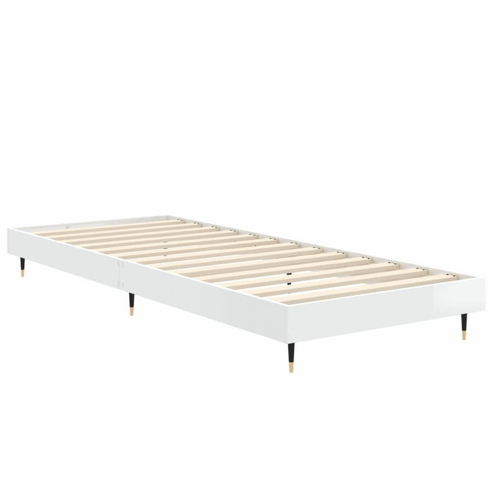 Bed Frame High Gloss White 2FT6 Small Single Engineered Wood
