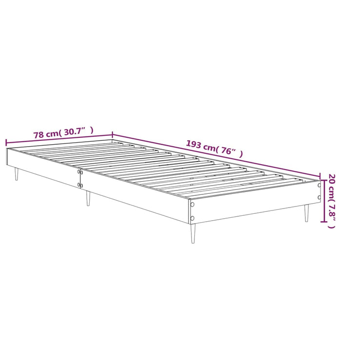 Bed Frame Grey Sonoma 2FT6 Small Single Engineered Wood