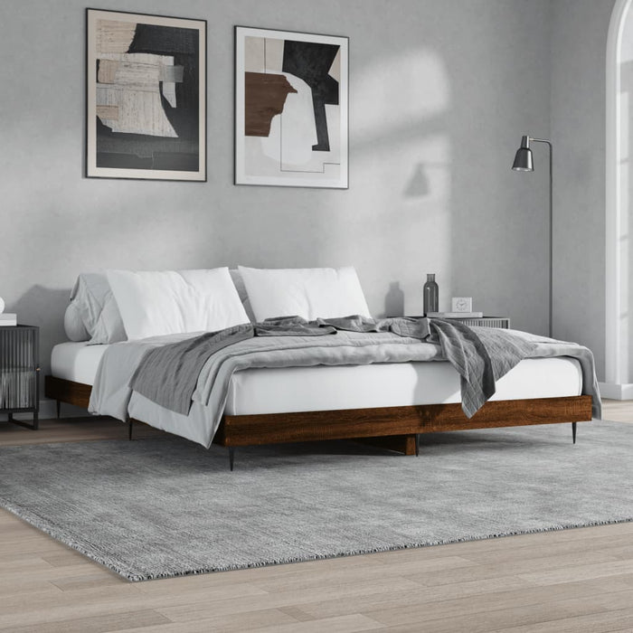 Bed Frame Brown Oak Engineered Wood 160 cm