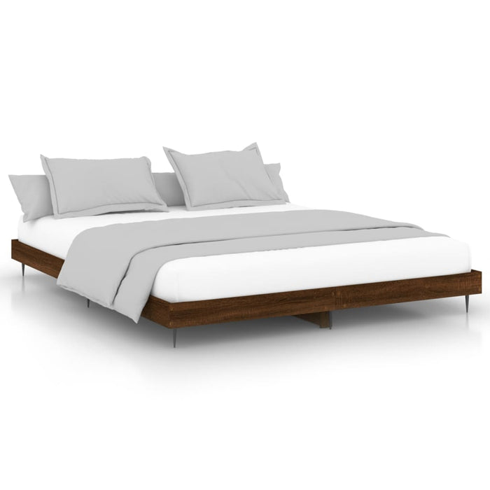 Bed Frame Brown Oak 5FT King Size Engineered Wood