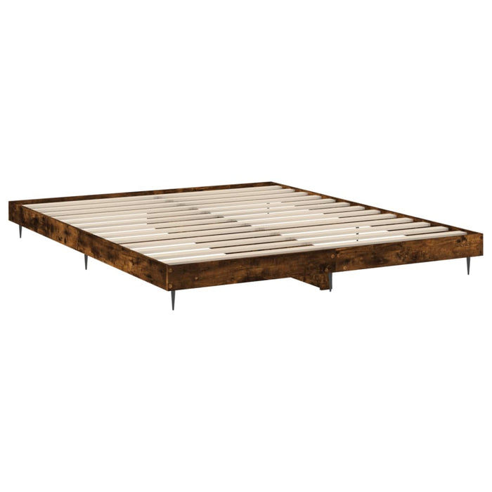Bed Frame Smoked Oak Engineered Wood 140 cm
