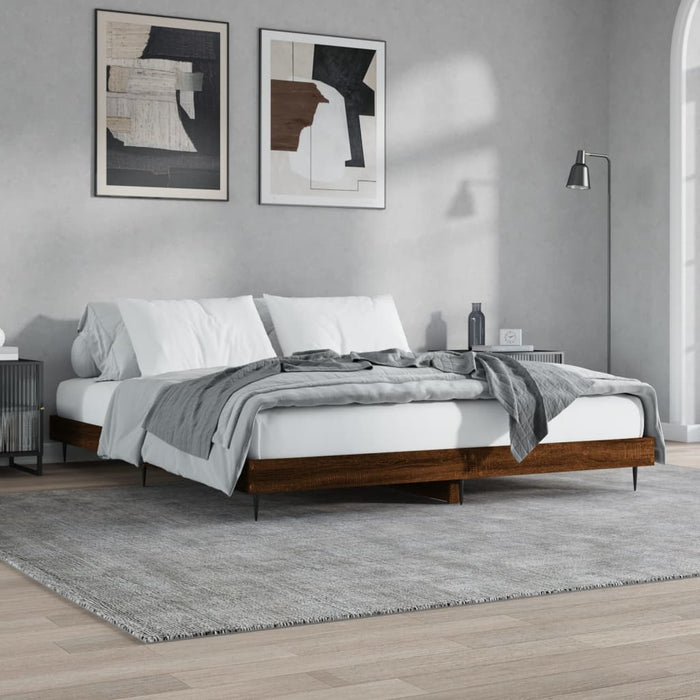 Bed Frame Brown Oak Engineered Wood 140 cm