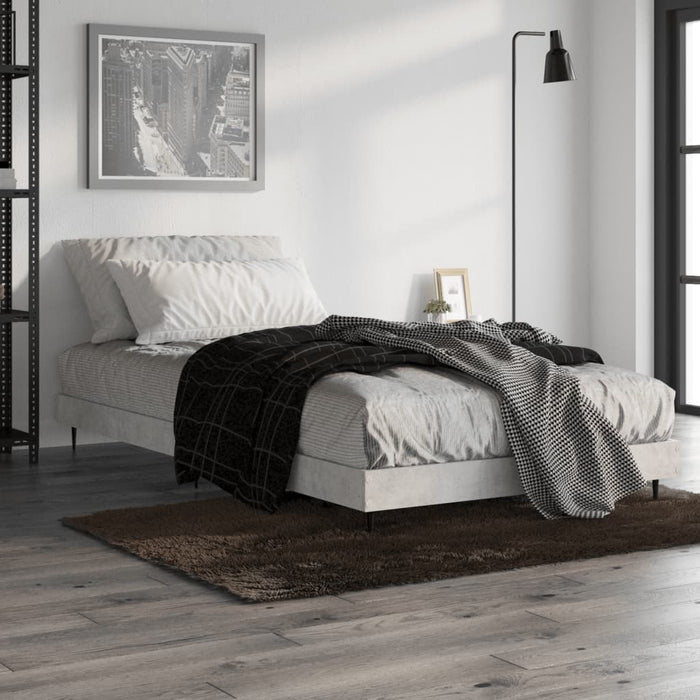 Bed Frame Concrete Grey Engineered Wood 90 cm