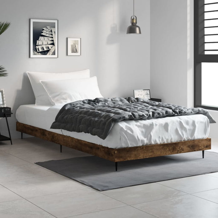 Bed Frame Smoked Oak Engineered Wood 90 cm