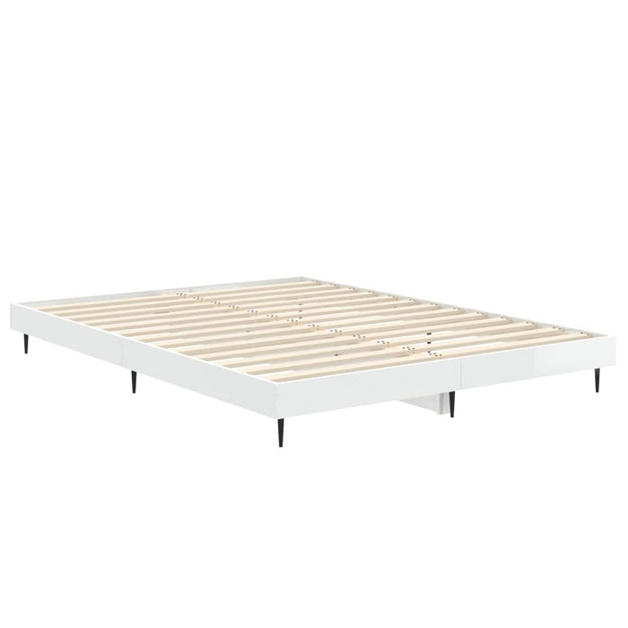 Bed Frame High Gloss White 4FT6 Double Engineered Wood