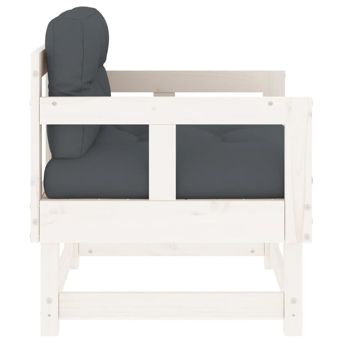 Garden Chairs with Cushions 2 pcs White Solid Wood Pine