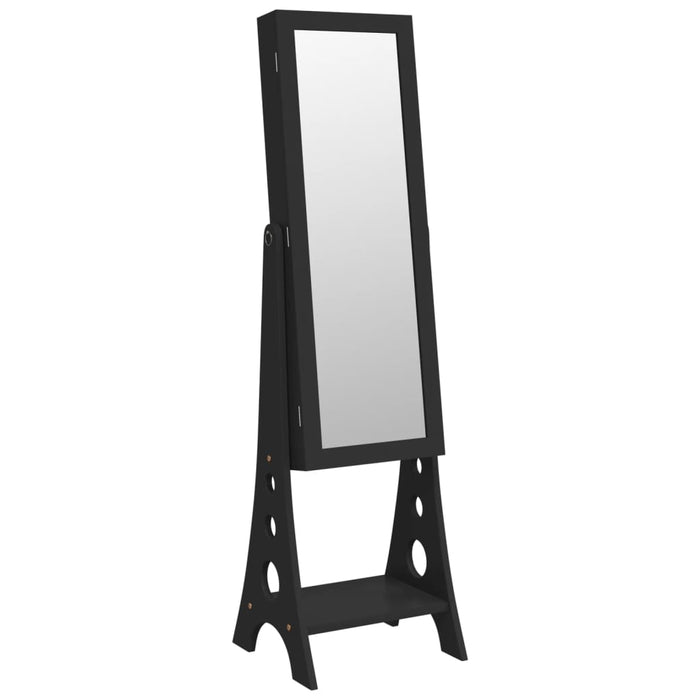 Mirror Jewellery Cabinet with LED Lights Free Standing Black