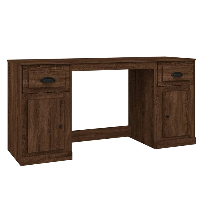 Desk with Cabinet Brown Oak Engineered Wood