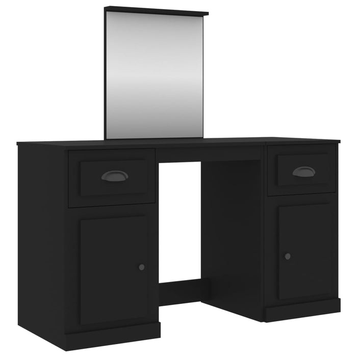 Dressing Table with Mirror Black 130 cm