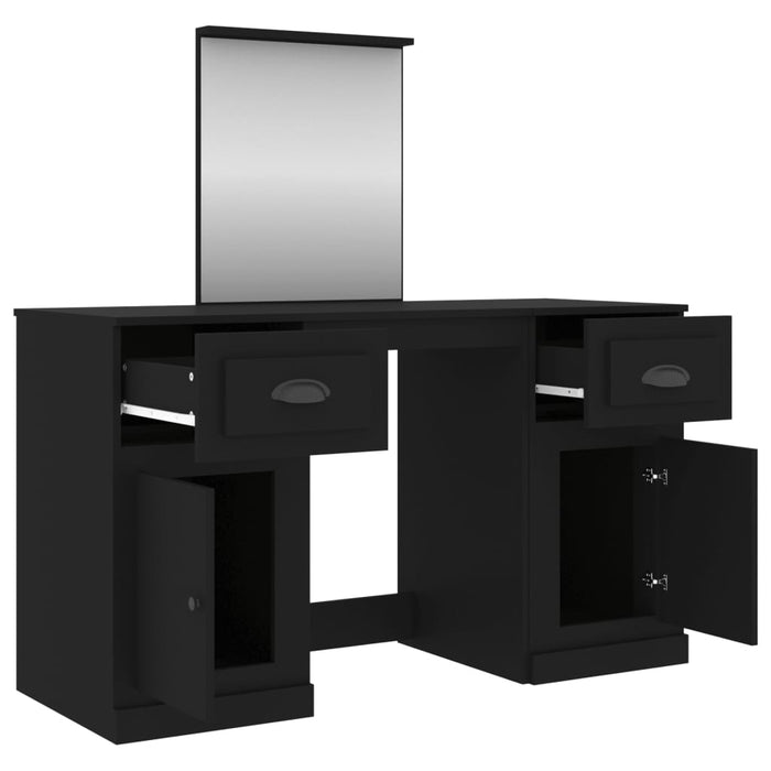 Dressing Table with Mirror Black 130 cm