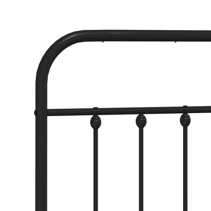 Metal Bed Frame with Headboard Black 135 cm