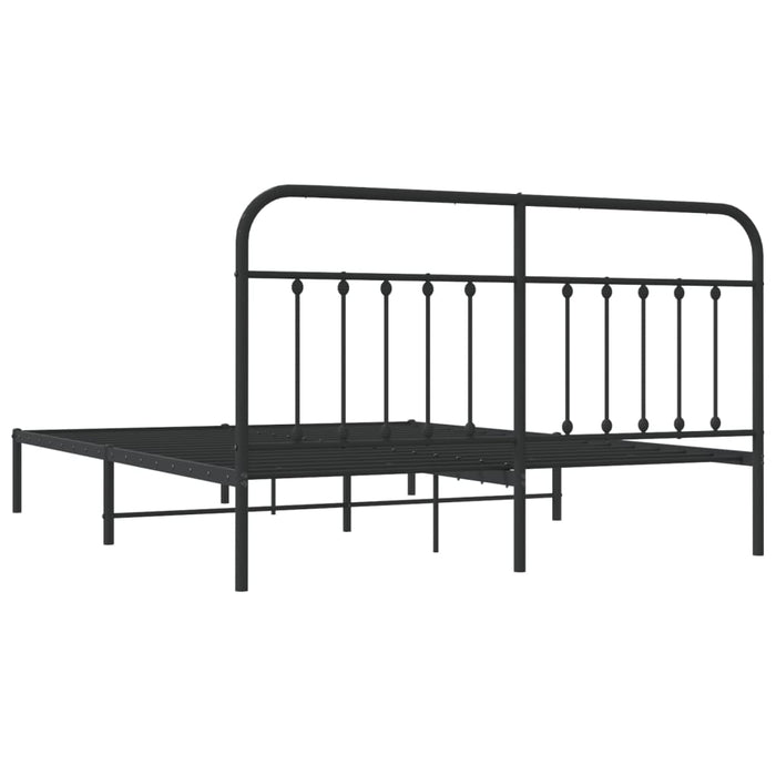 Metal Bed Frame with Headboard Black 180 cm