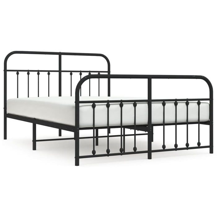 Metal Bed Frame with Headboard and Footboard Black 150 cm