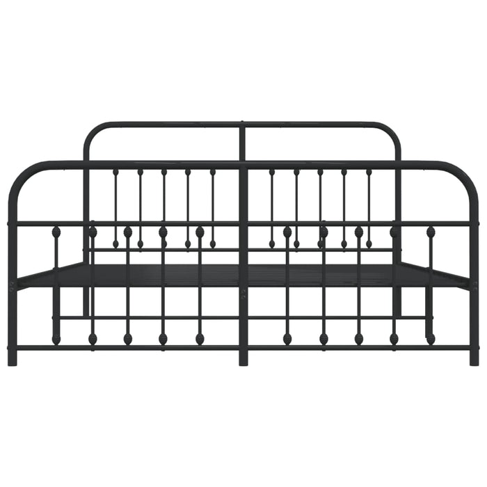 Metal Bed Frame with Headboard and Footboard Black 180 cm