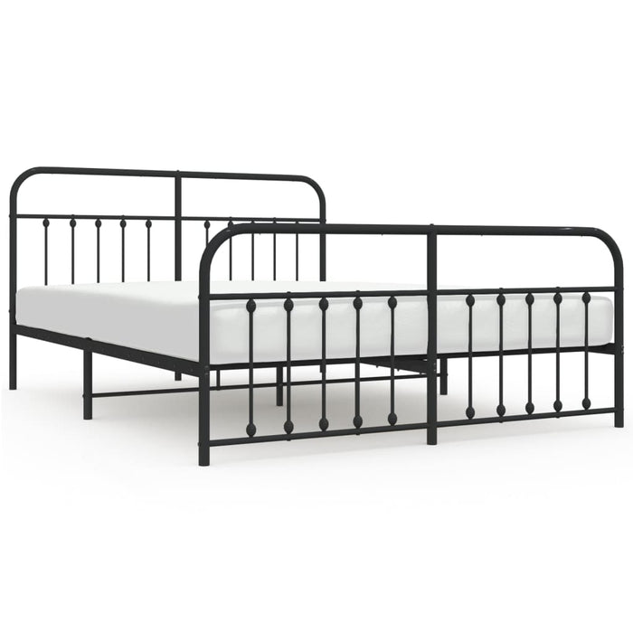 Metal Bed Frame with Headboard and Footboard Black 183 cm