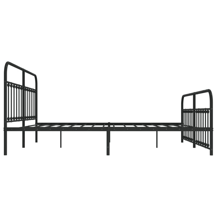 Metal Bed Frame with Headboard and Footboard Black 193 cm