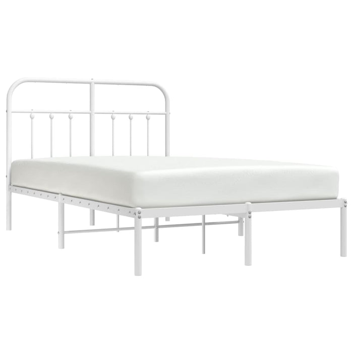 Metal Bed Frame with Headboard White 120 cm
