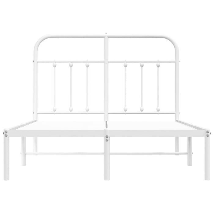 Metal Bed Frame with Headboard White 120 cm