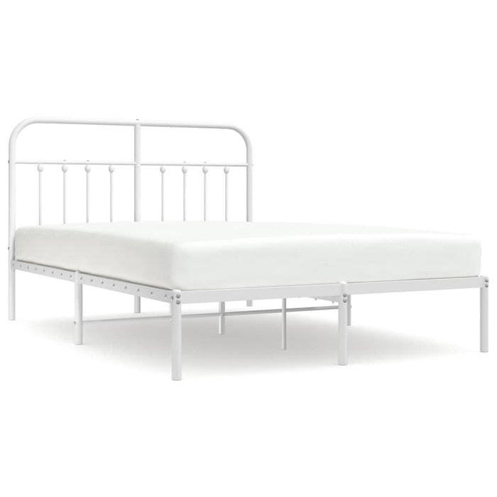 Metal Bed Frame with Headboard White 150 cm
