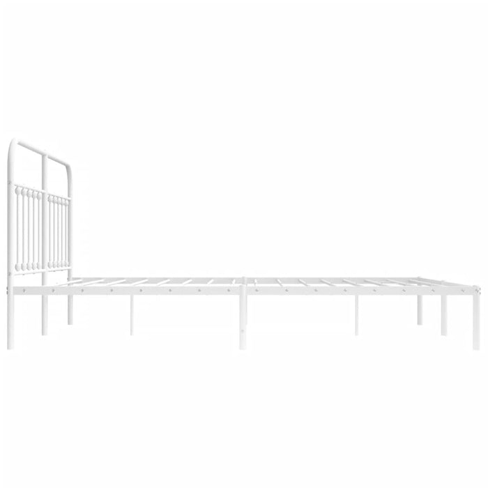 Metal Bed Frame with Headboard White 180 cm