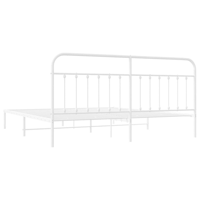 Metal Bed Frame with Headboard White 200 cm