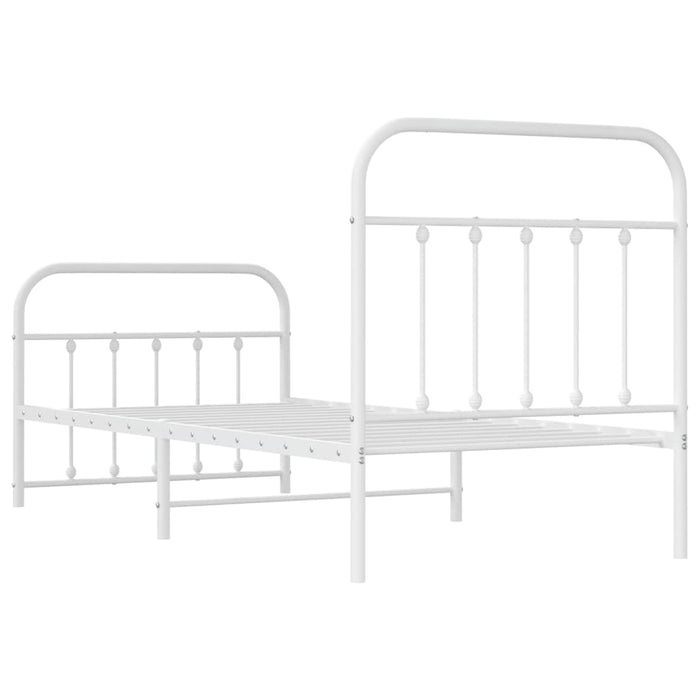 Metal Bed Frame with Headboard and Footboard White 80 cm