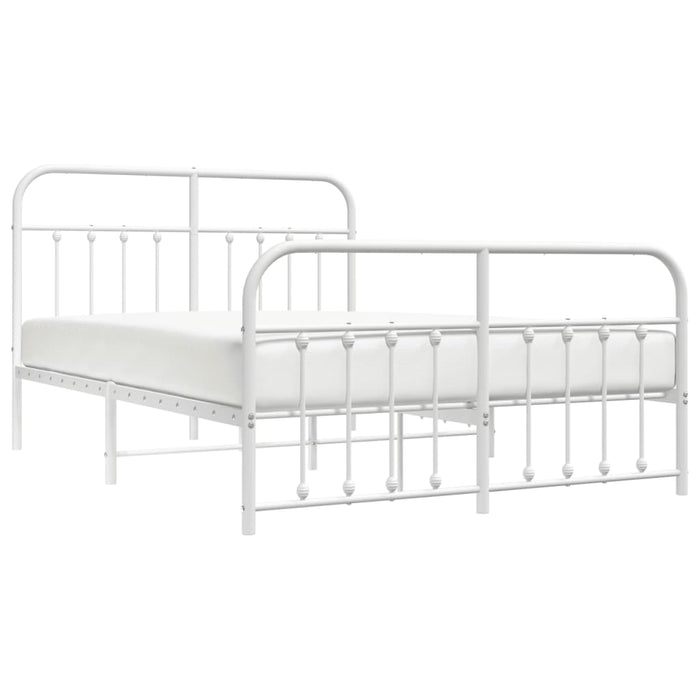 Metal Bed Frame with Headboard and Footboard White 135 cm
