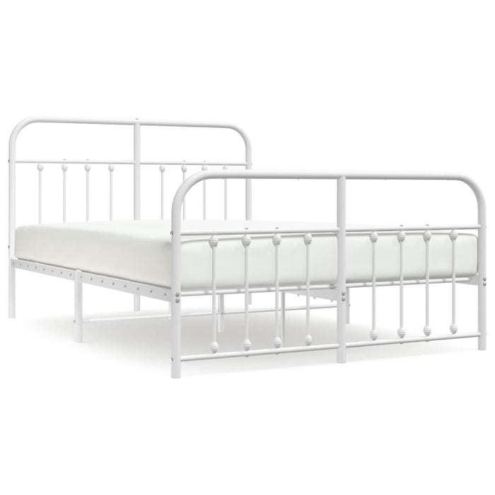 Metal Bed Frame with Headboard and Footboard White 140 cm