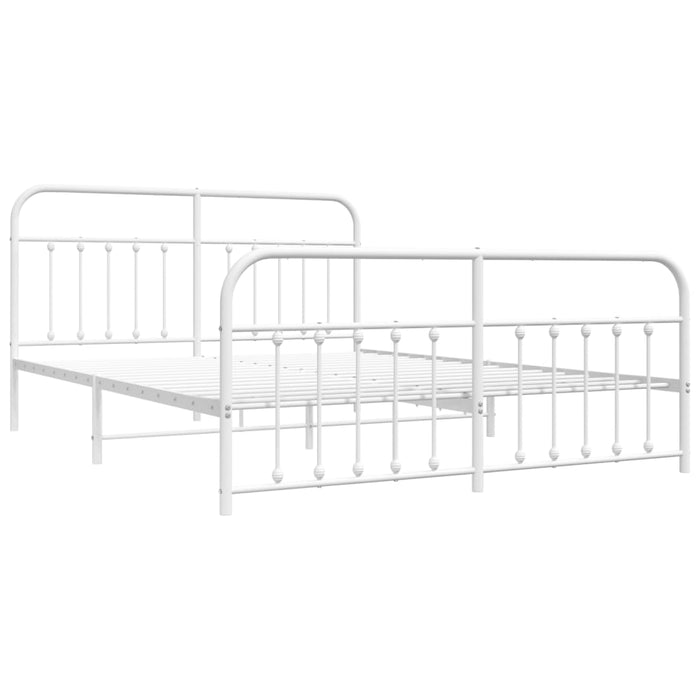 Metal Bed Frame with Headboard and Footboard White 180 cm