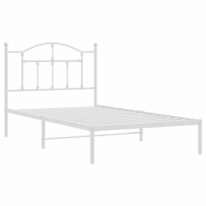 Metal Bed Frame with Headboard White 100x190 cm